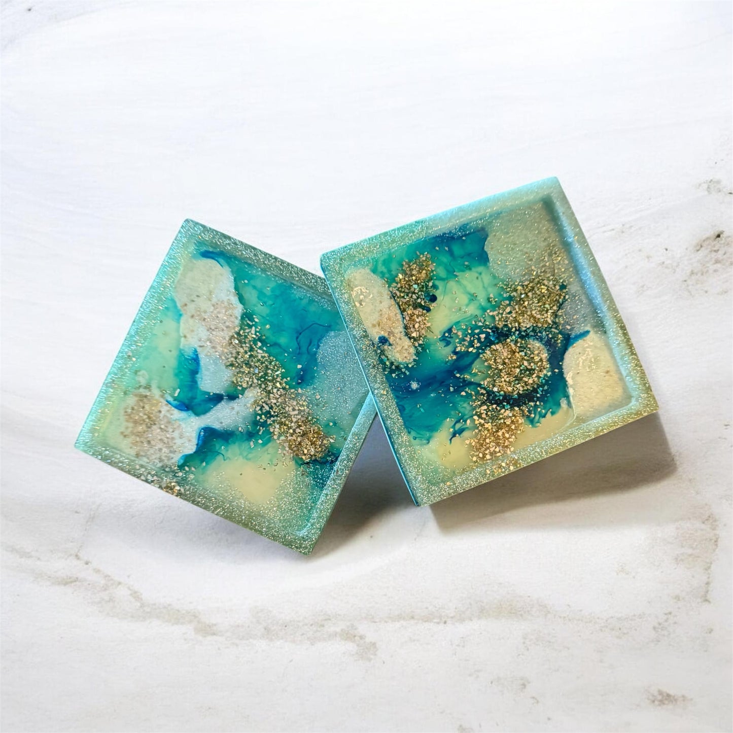 Gilded Tide: Resin Coaster Set