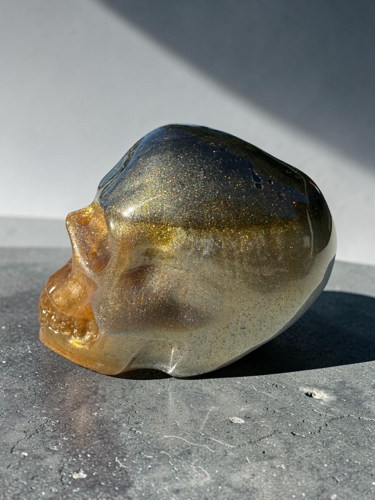 Gilded Shadow Resin Skull