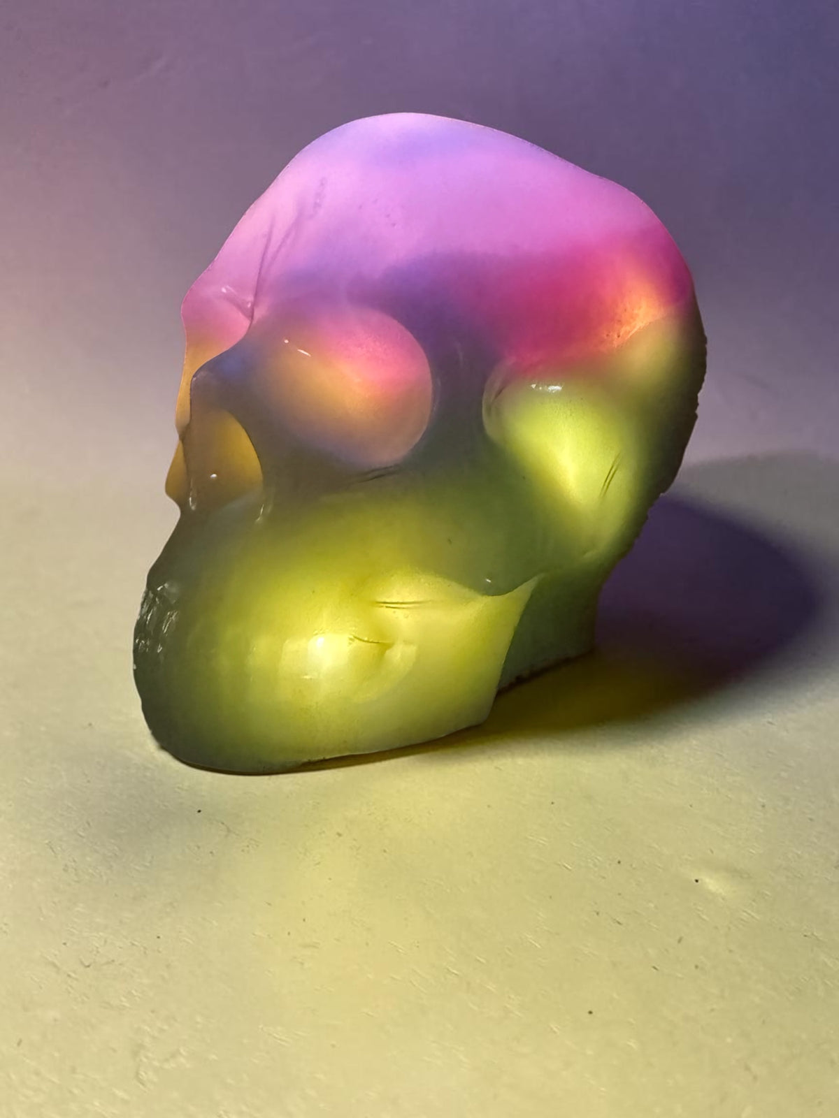 UV Reactive Glow-in-the-Dark Resin Skull with Embedded Lights