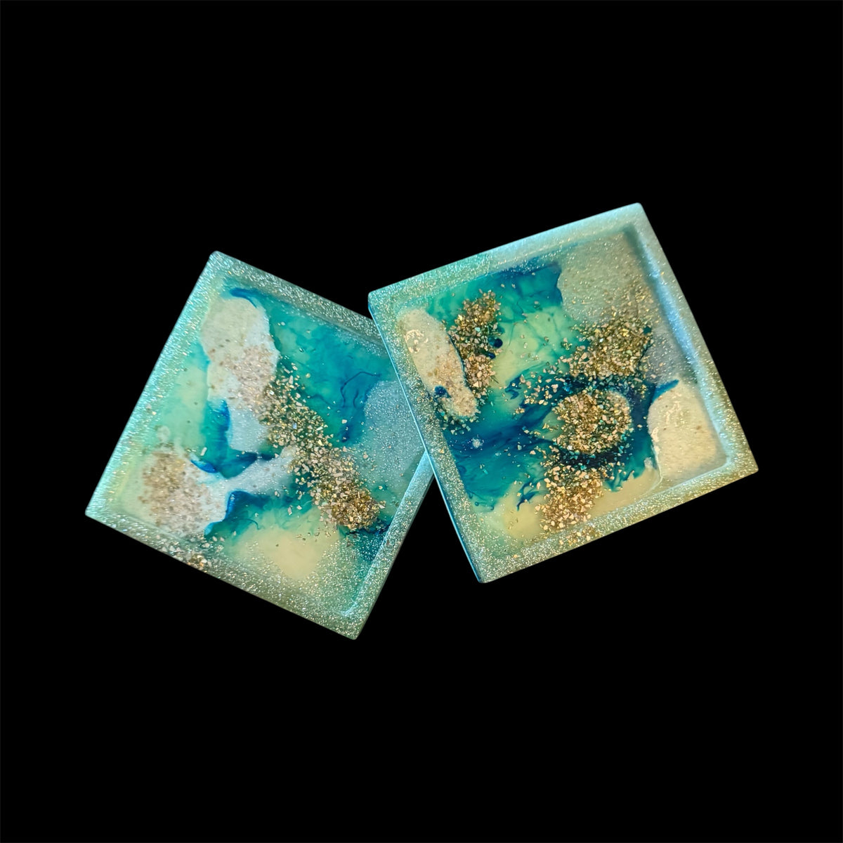 Gilded Tide: Resin Coaster Set