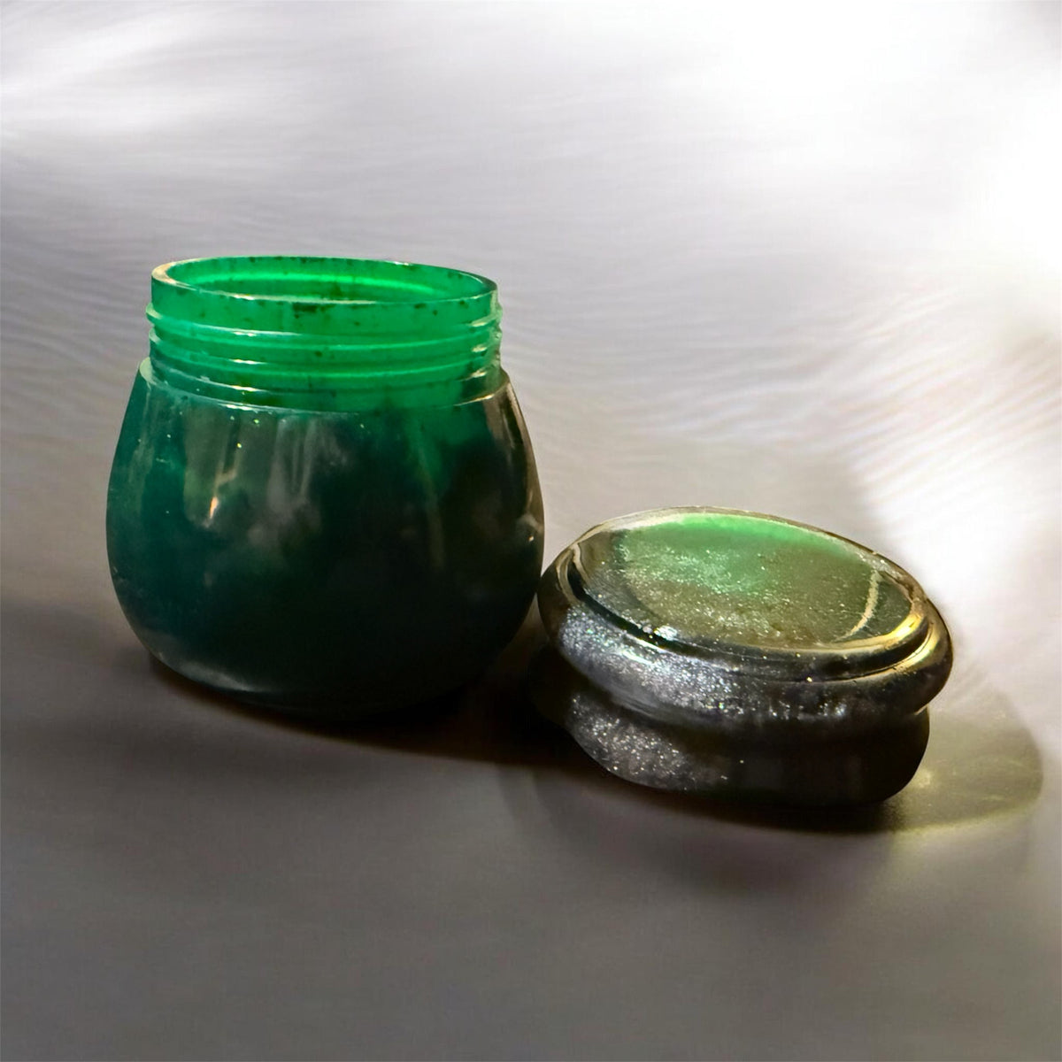 Emerald & Pearl Resin Twist-Lid Jar