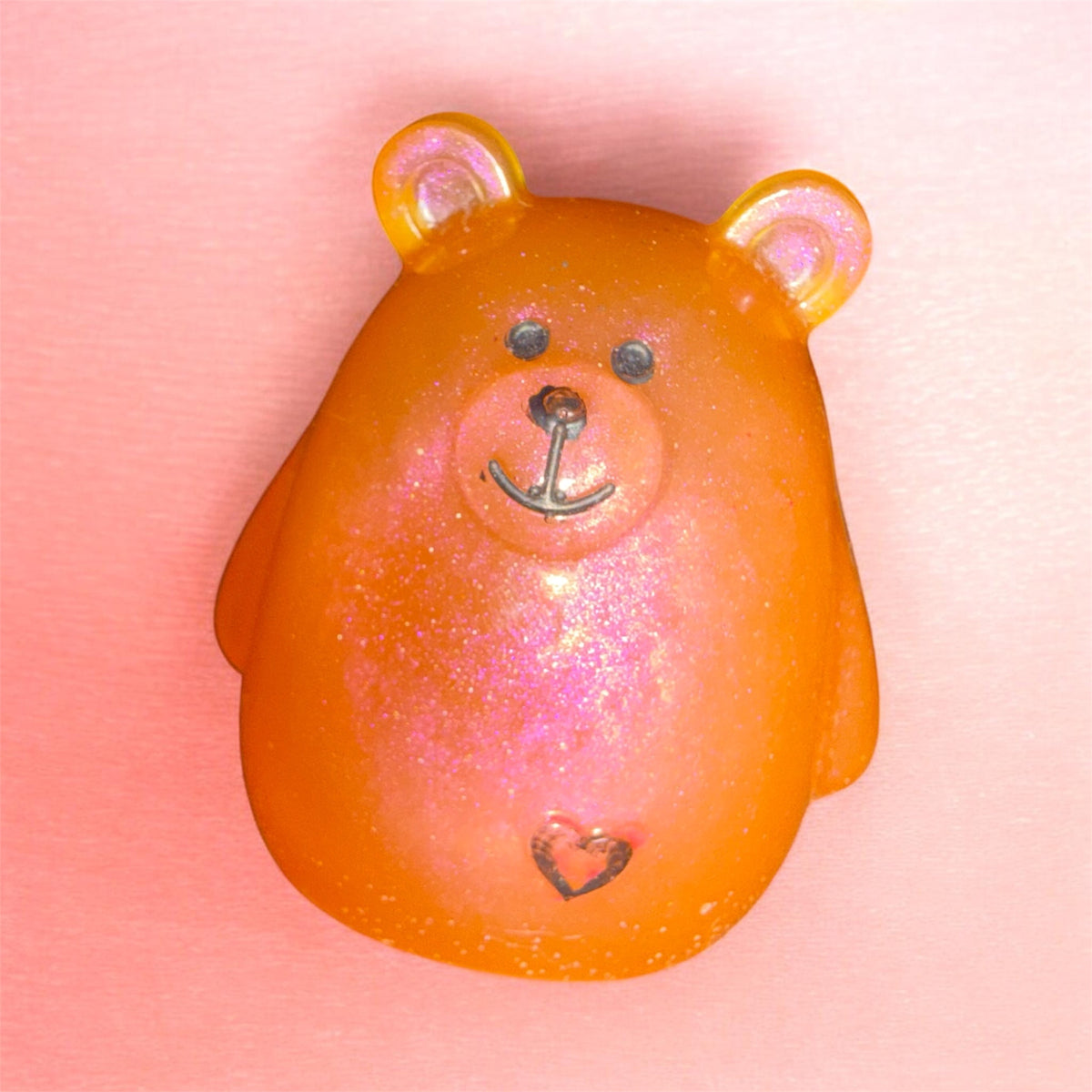 Peach Little Heart Bear: Resin Buddy