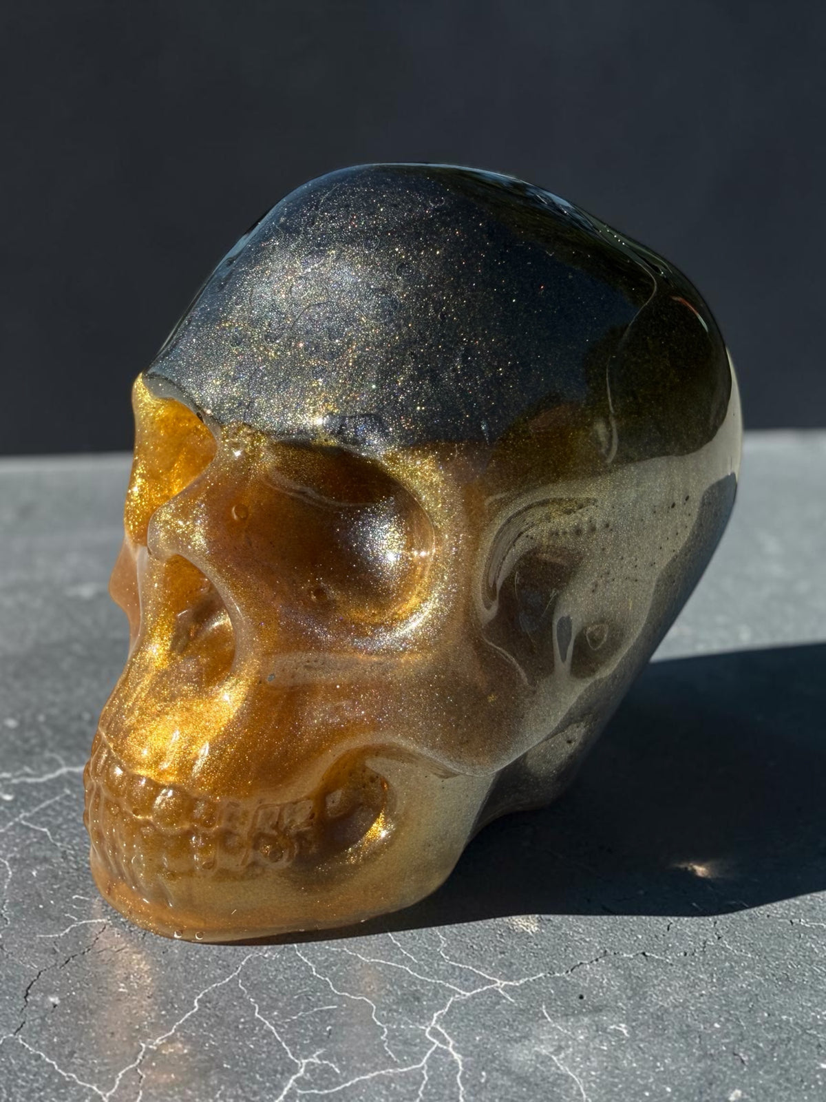 Gilded Shadow Resin Skull