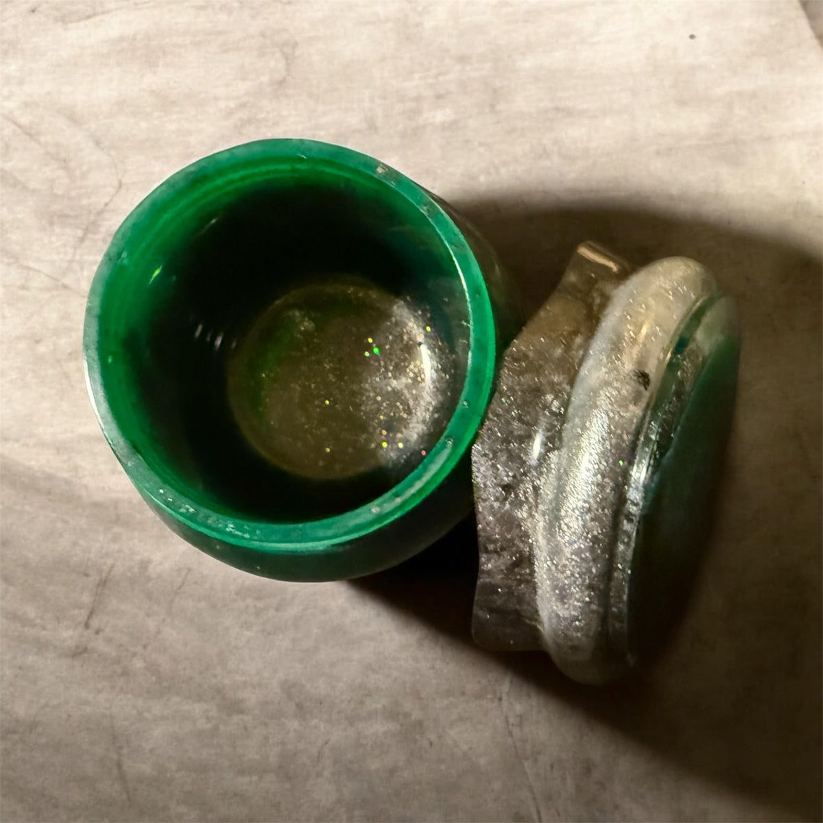 Emerald & Pearl Resin Twist-Lid Jar