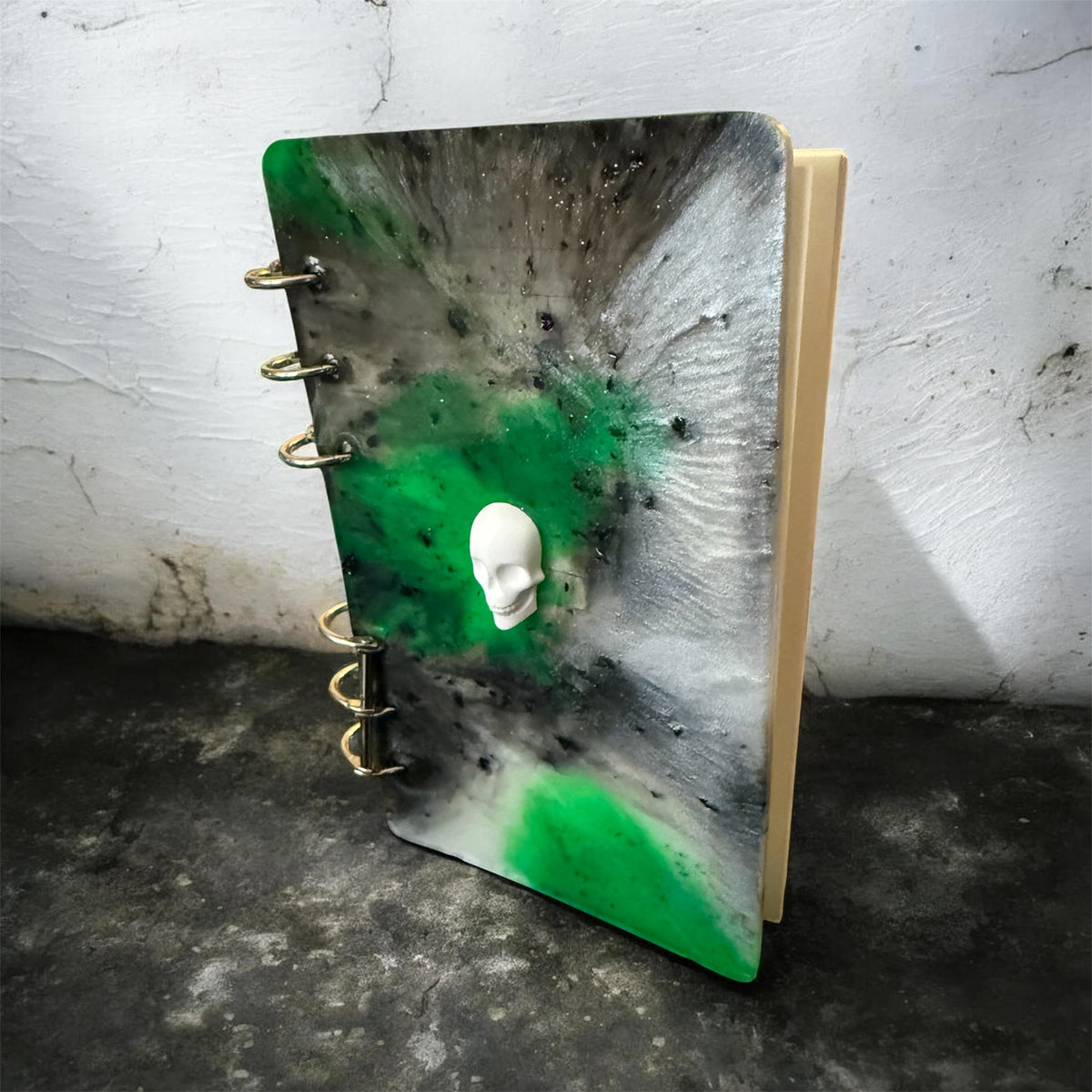 Green & Smoke Resin Skull Notebook