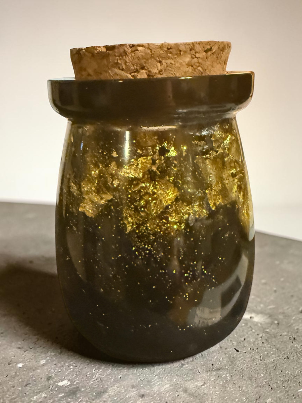 Smoky Gold Resin Cork Jar