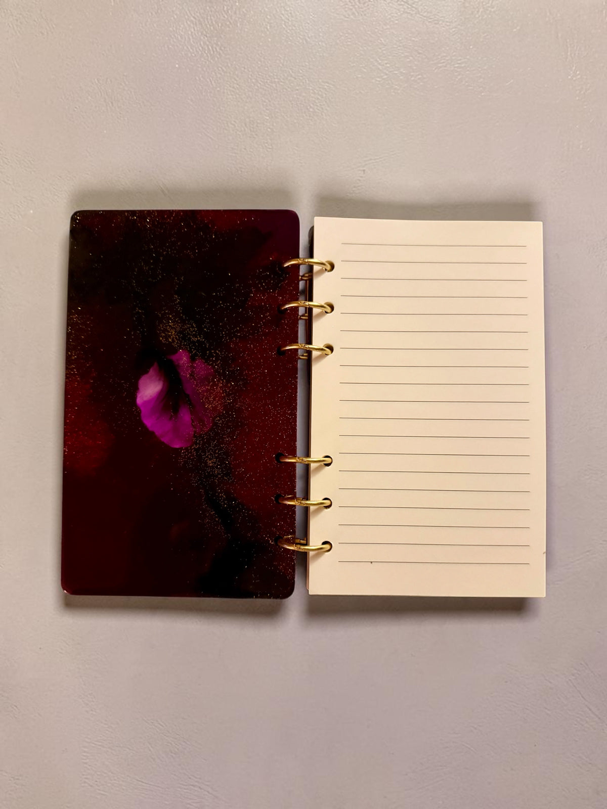 Purple & Gold Resin Notebook with White Lion Cameo