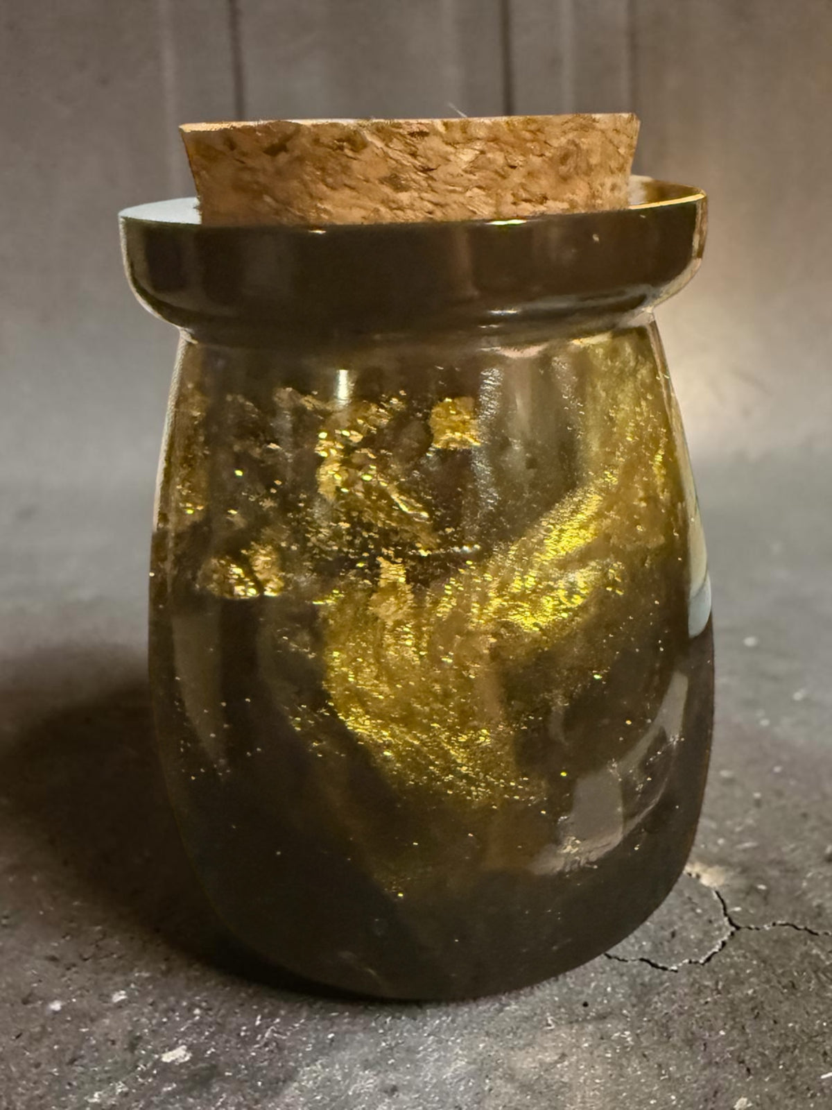 Smoky Gold Resin Cork Jar