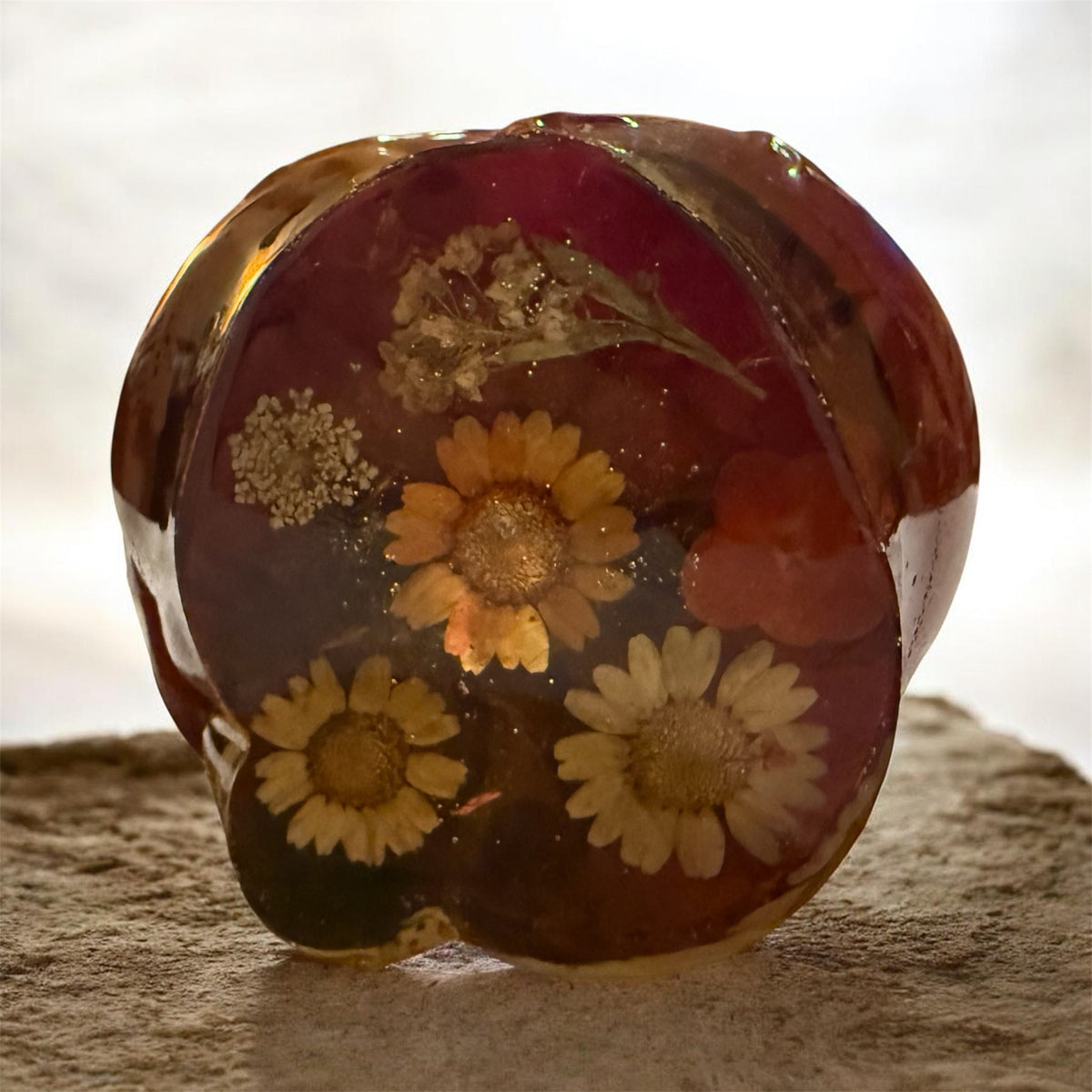 UV-Luminescent Floral Anatomical Heart — Resin Sculpture