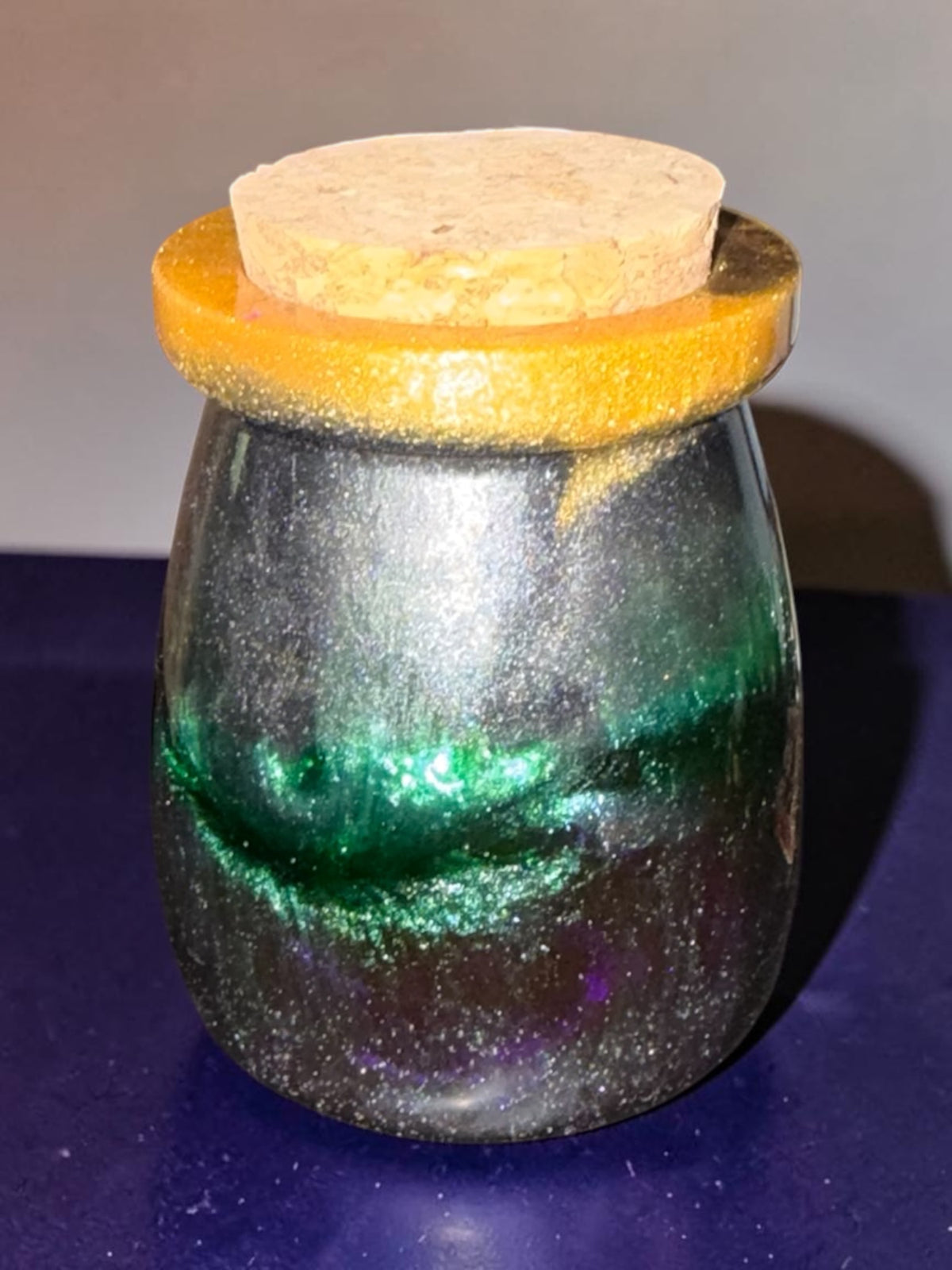 Emerald Sweep Resin Cork Jar