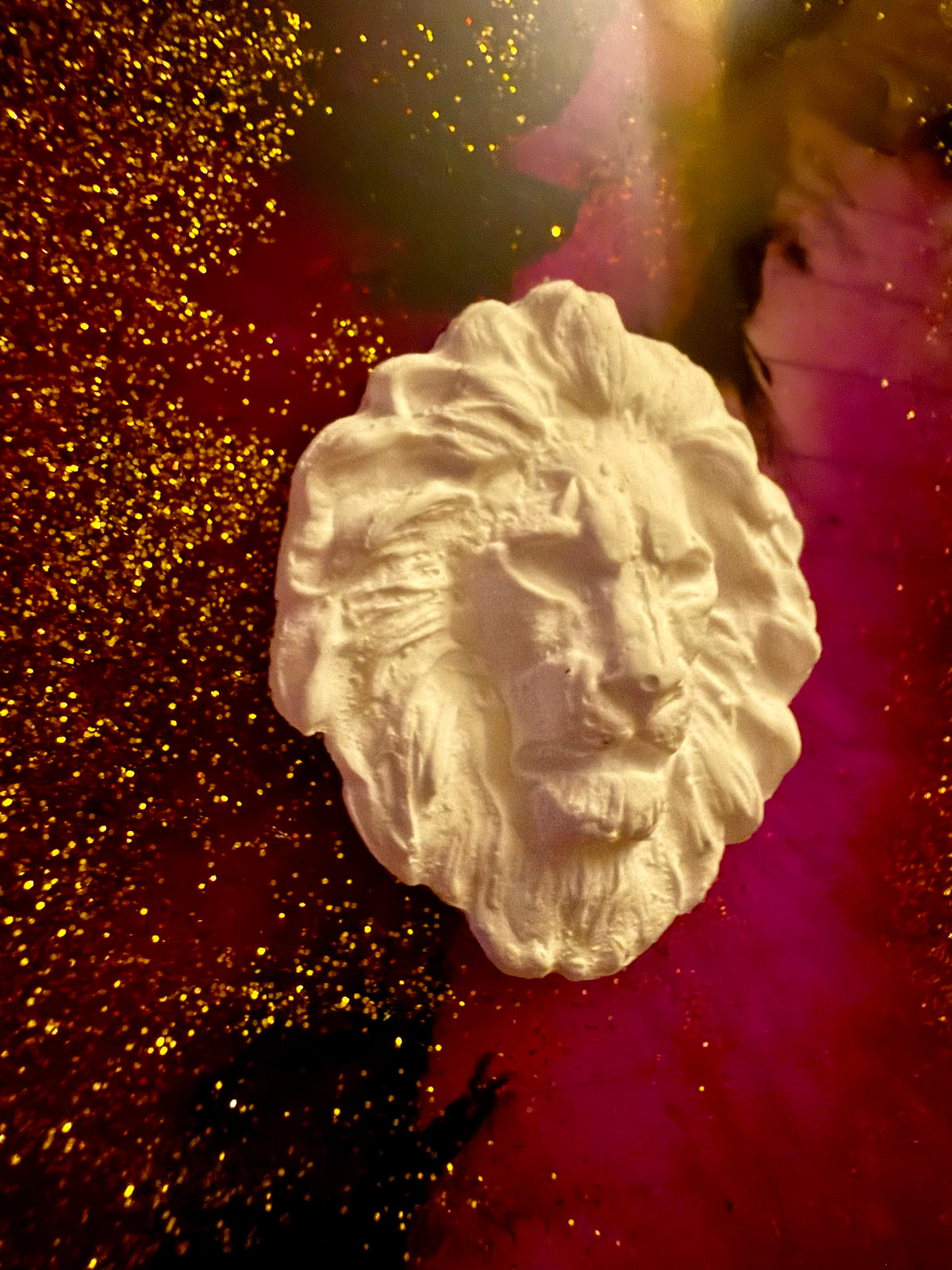 Purple & Gold Resin Notebook with White Lion Cameo