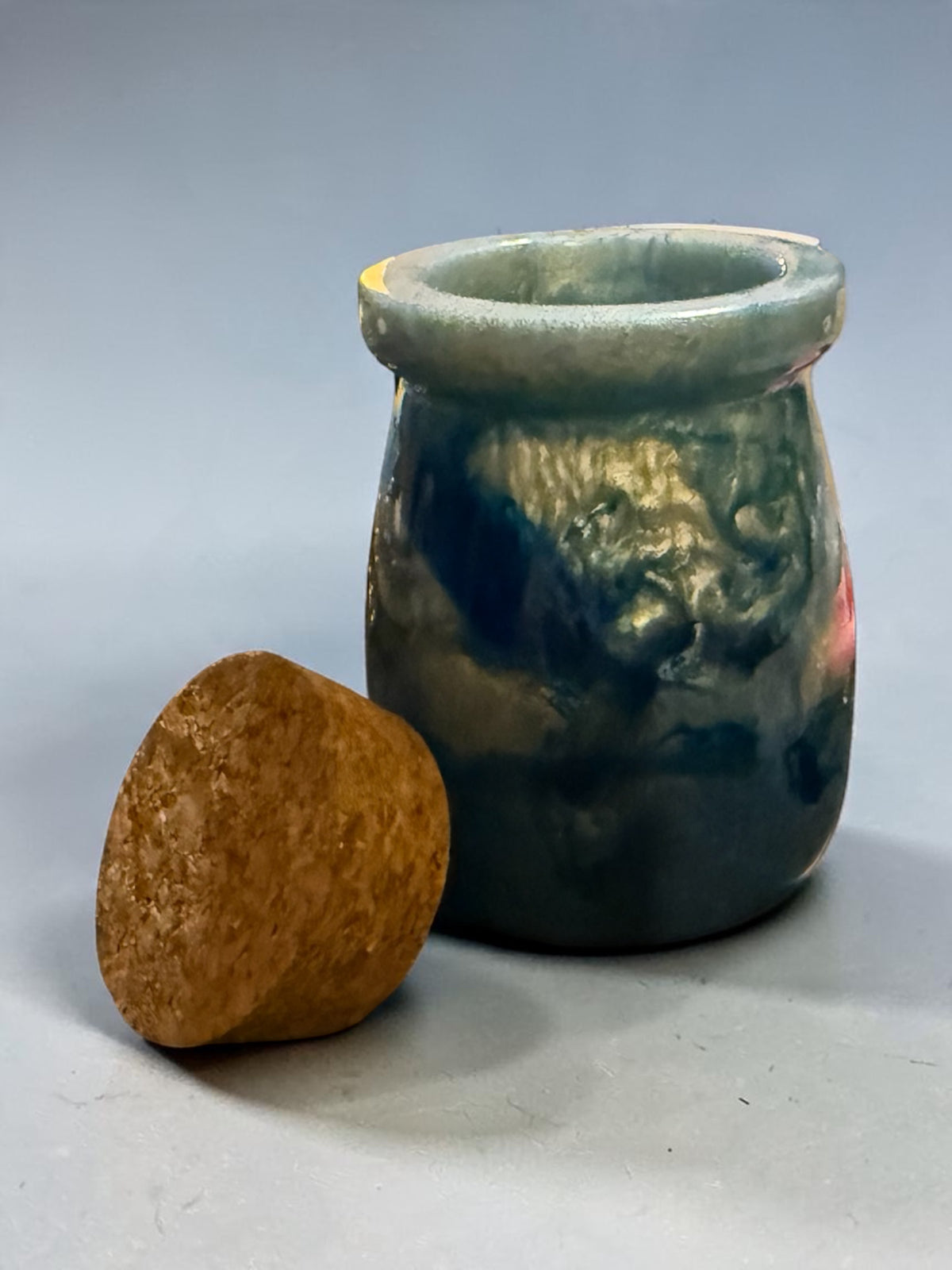 Enchanted Forest Resin Jar with Cork Lid – Green & Gold