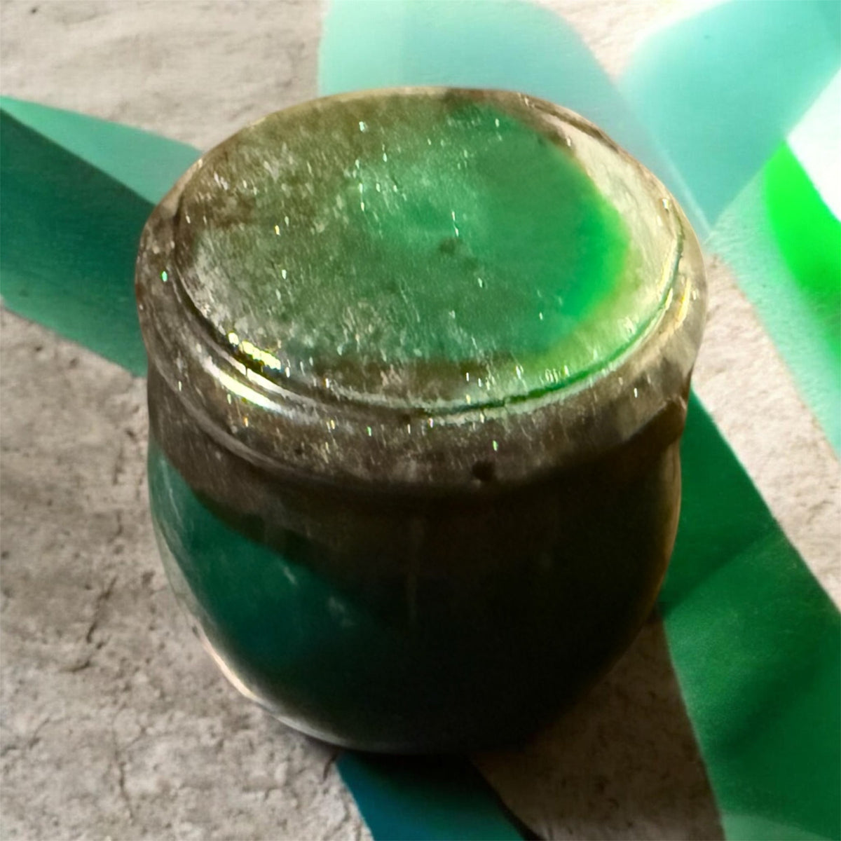 Emerald & Pearl Resin Twist-Lid Jar