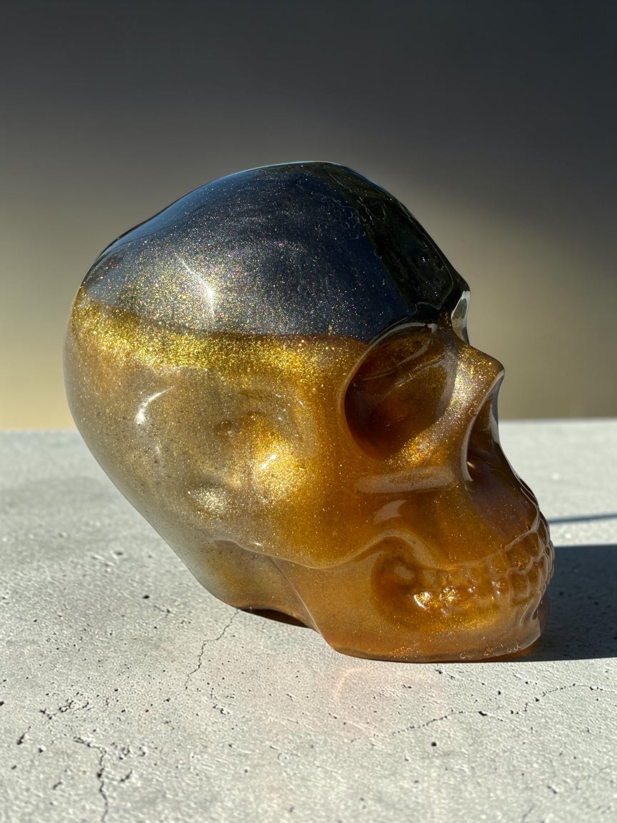 Gilded Shadow Resin Skull