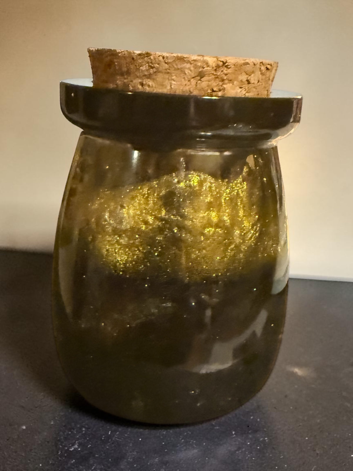 Smoky Gold Resin Cork Jar