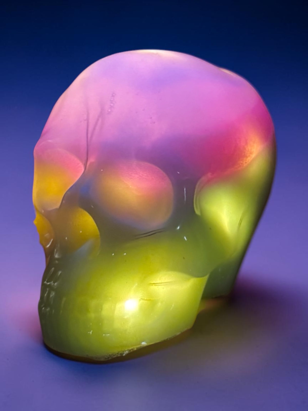 UV Reactive Glow-in-the-Dark Resin Skull with Embedded Lights