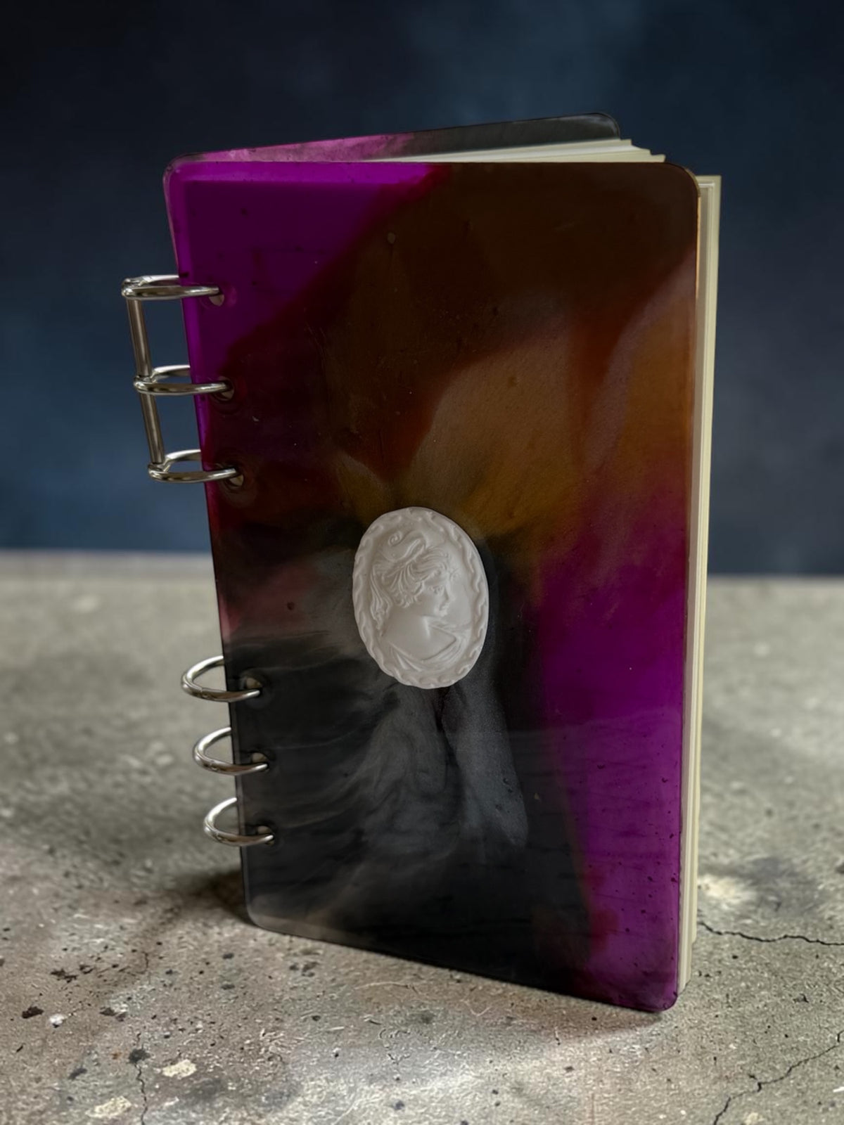 Purple Smoke Cameo Resin Notebook