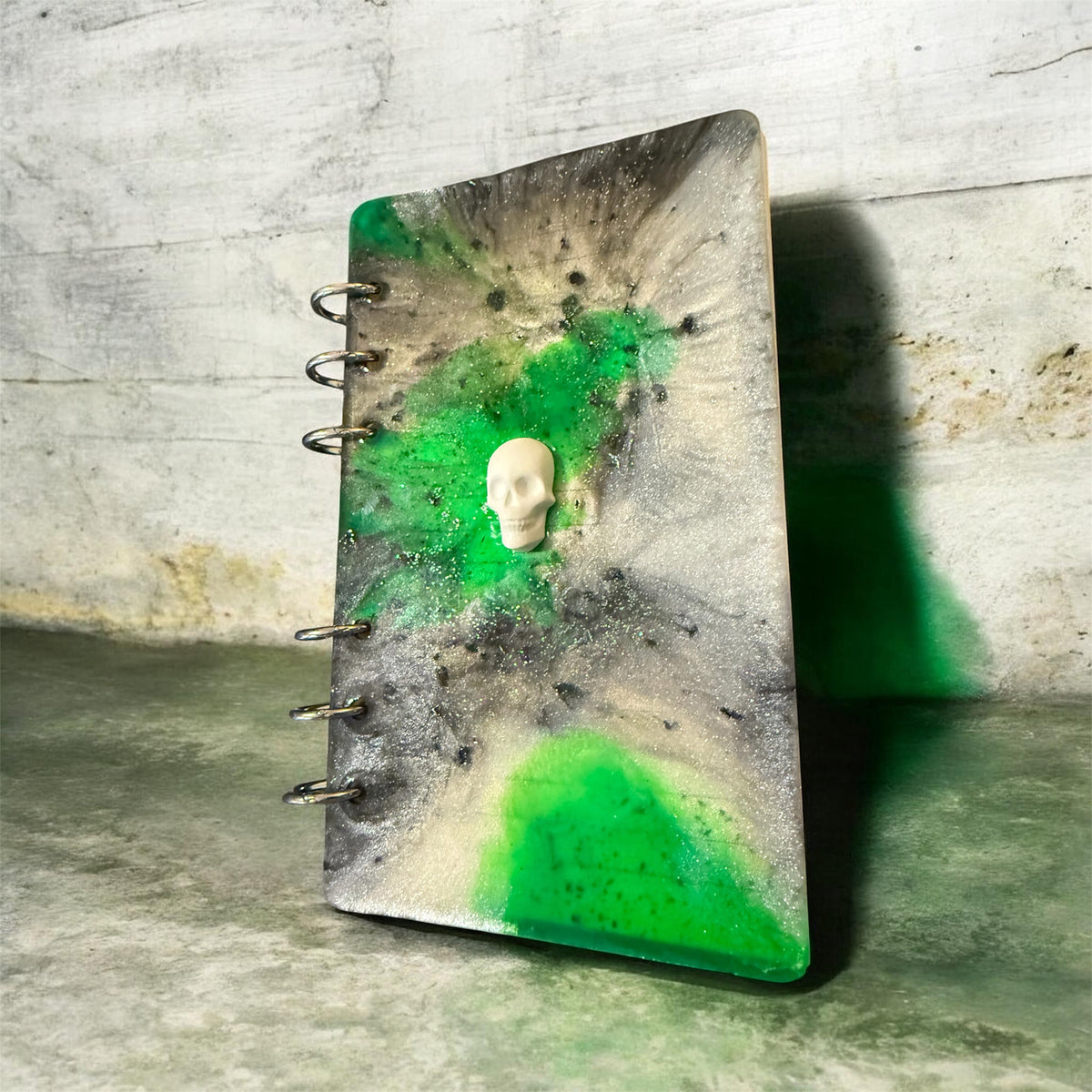 Green & Smoke Resin Skull Notebook