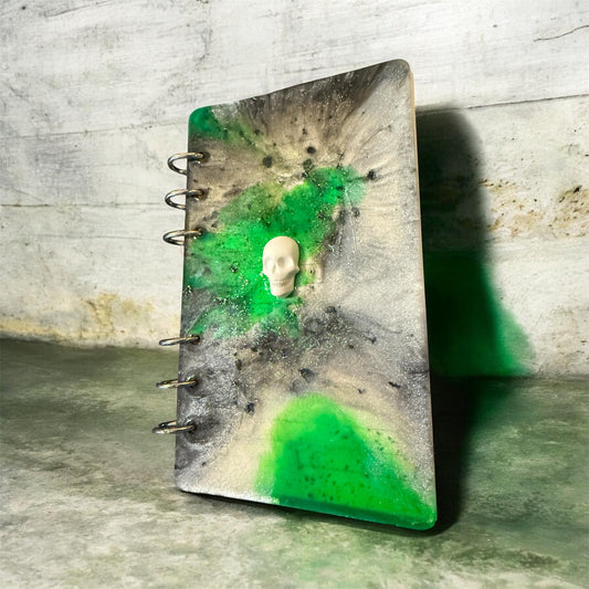 Green & Smoke Resin Skull Notebook