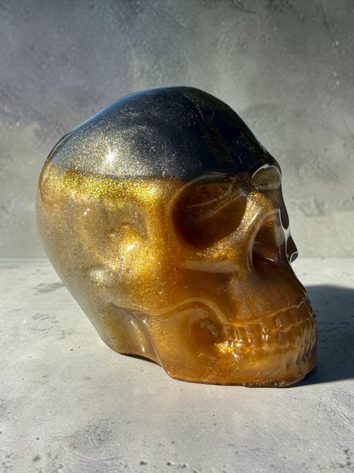 Gilded Shadow Resin Skull