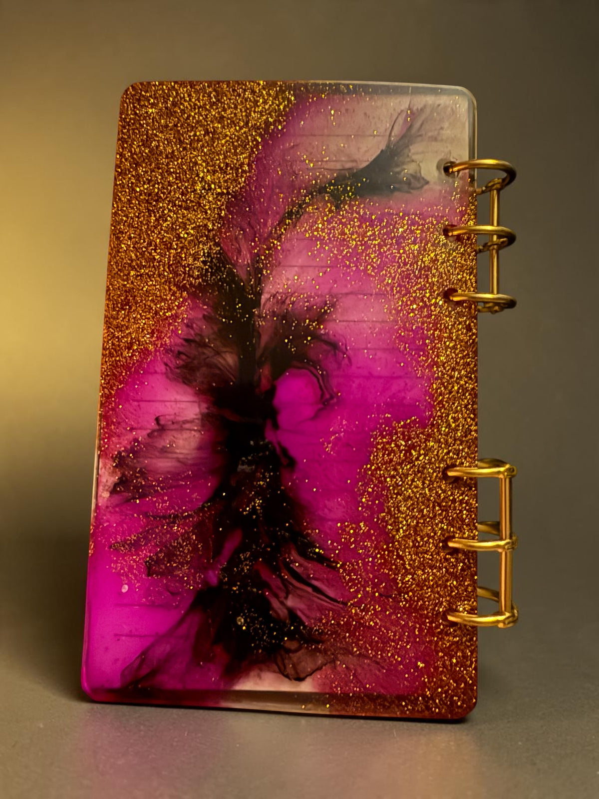 Purple & Gold Resin Notebook with White Lion Cameo