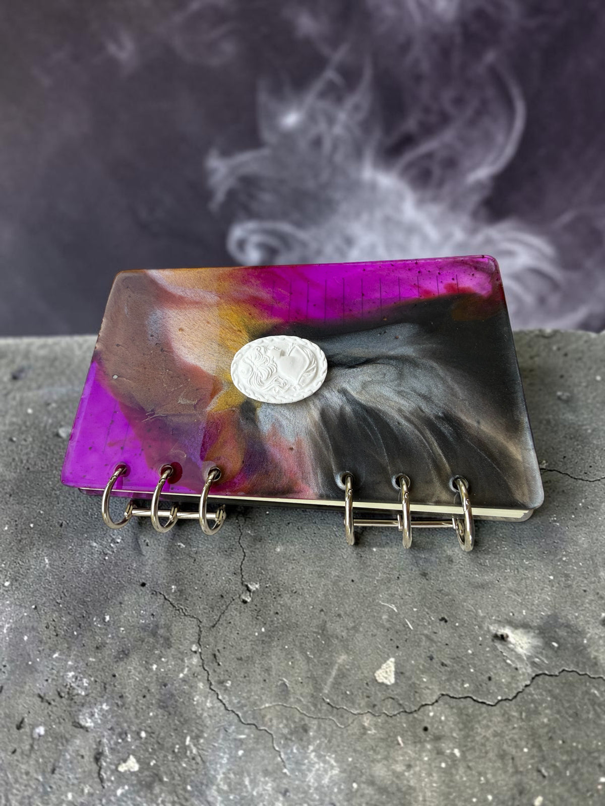 Purple Smoke Cameo Resin Notebook