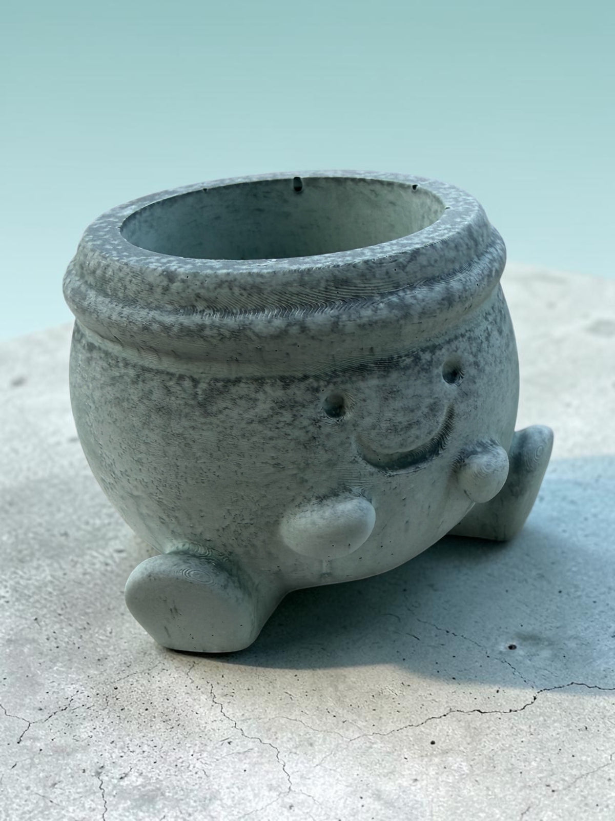 Moss Green Smiling Plaster Cauldron