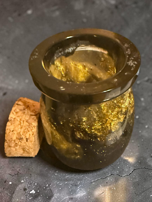 Smoky Gold Resin Cork Jar