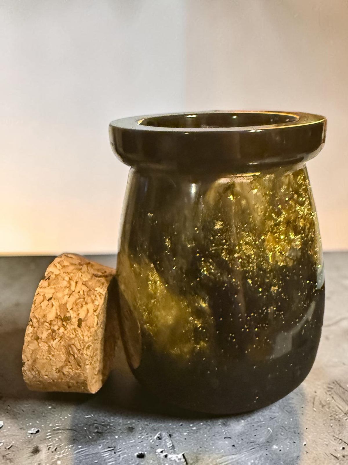 Smoky Gold Resin Cork Jar
