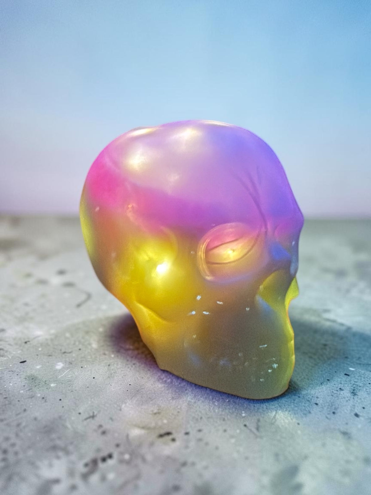 UV Reactive Glow-in-the-Dark Resin Skull with Embedded Lights