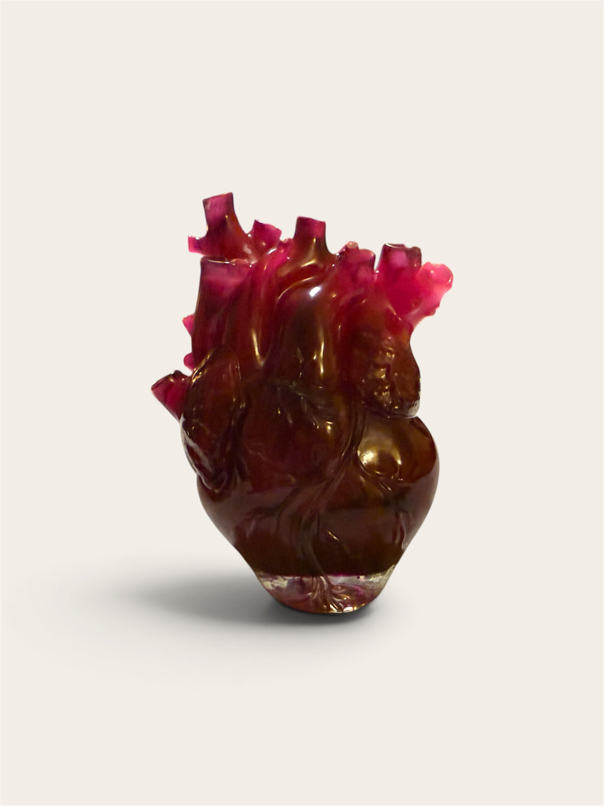 UV-Luminescent Floral Anatomical Heart — Resin Sculpture