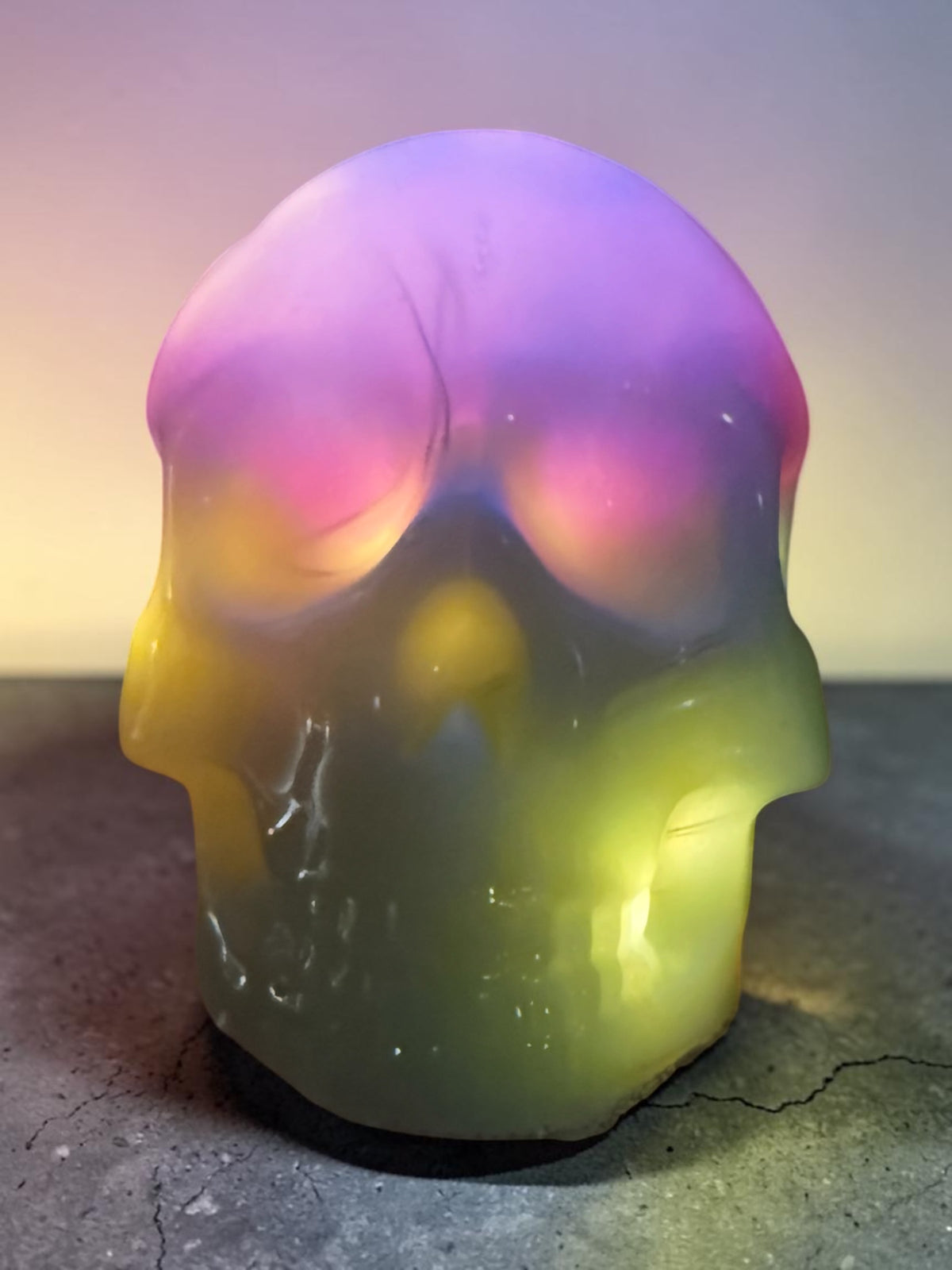 UV Reactive Glow-in-the-Dark Resin Skull with Embedded Lights