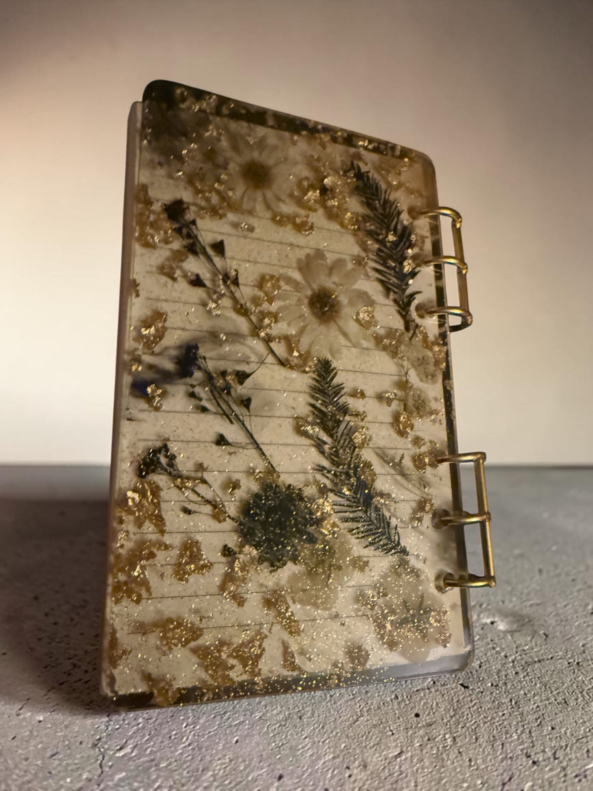 Gilded Midnight Botanical Resin Notebook
