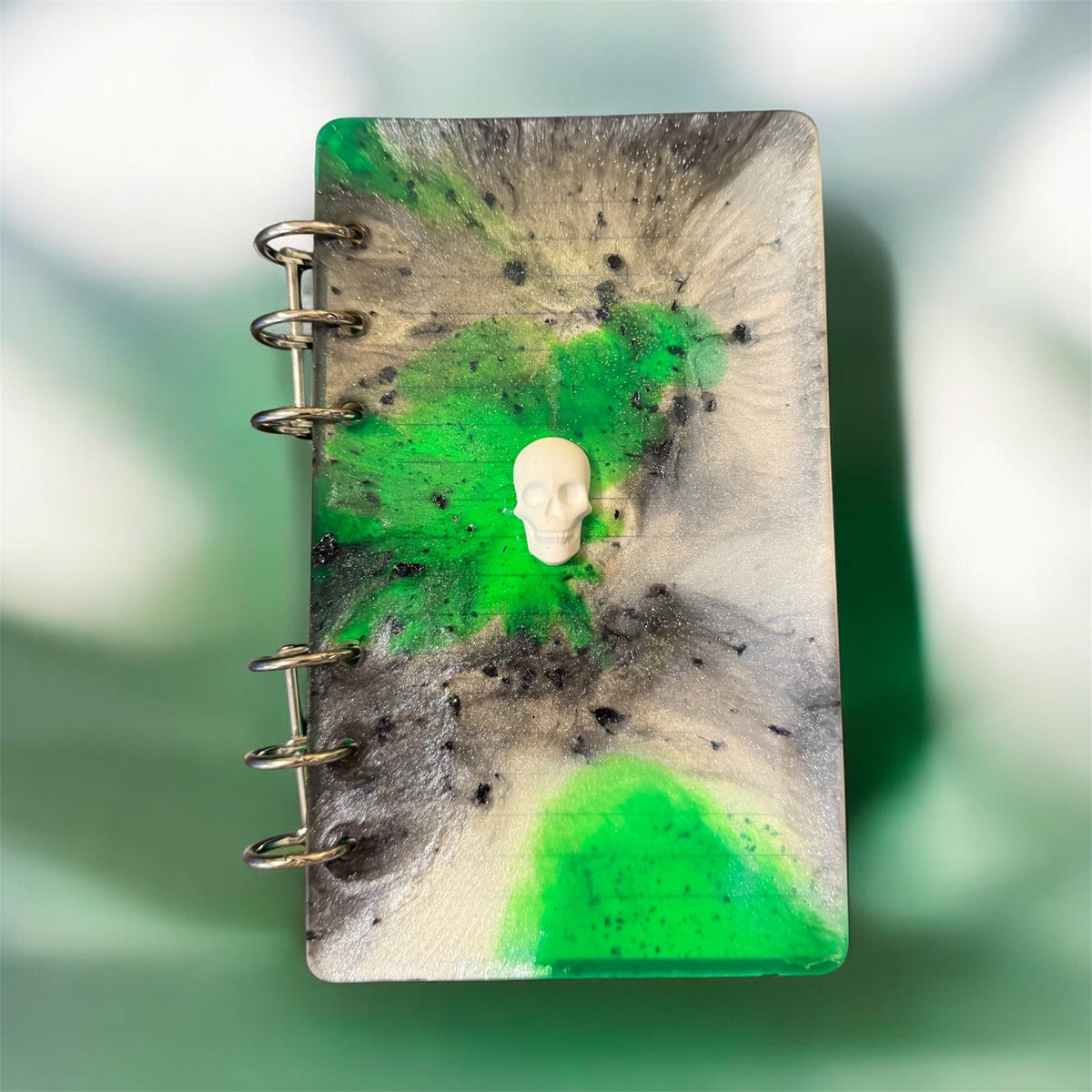 Green & Smoke Resin Skull Notebook