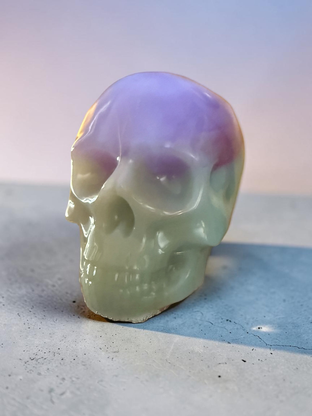 UV Reactive Glow-in-the-Dark Resin Skull with Embedded Lights