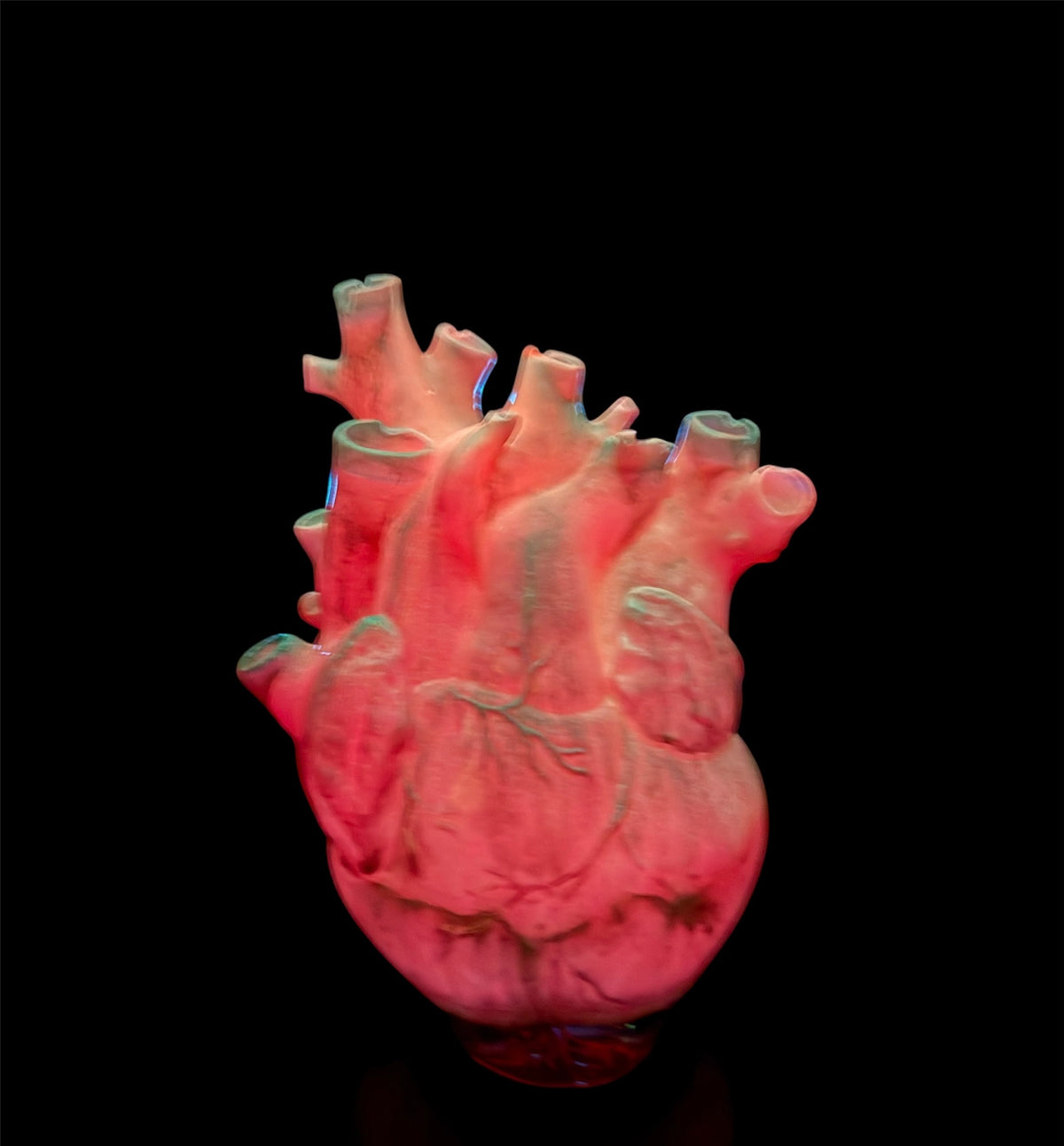 UV-Luminescent Floral Anatomical Heart — Resin Sculpture