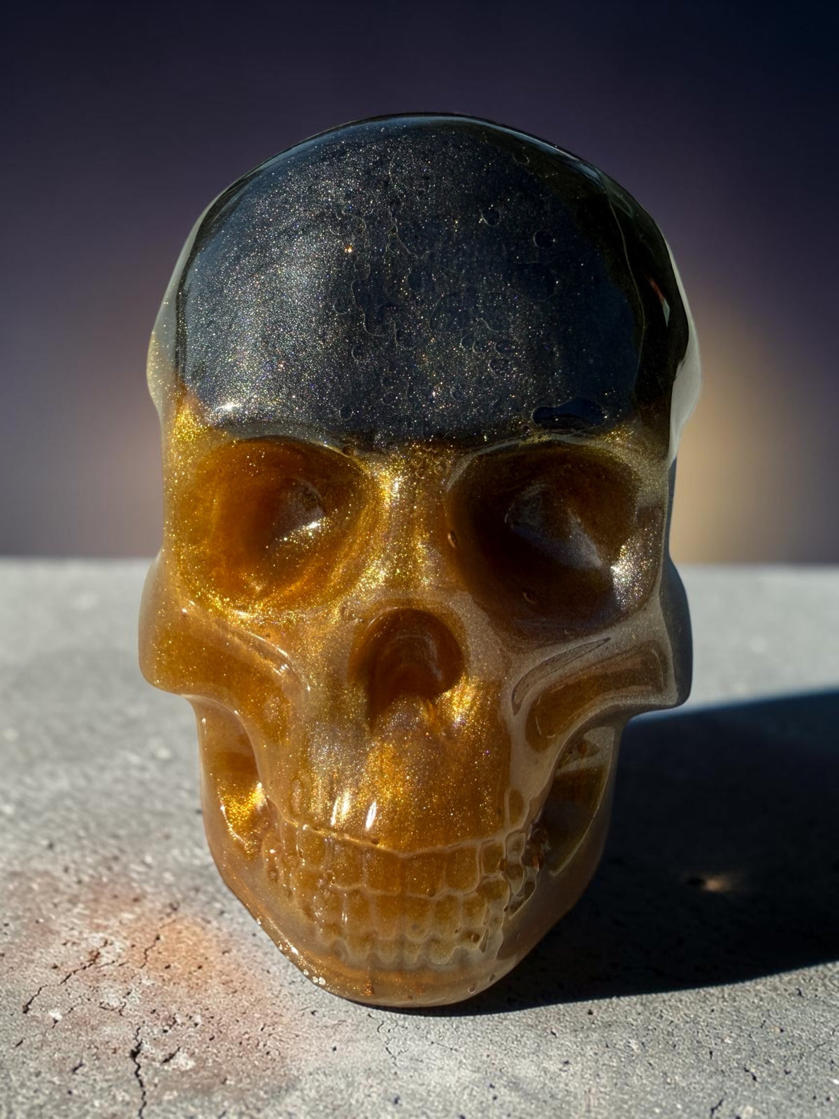 Gilded Shadow Resin Skull
