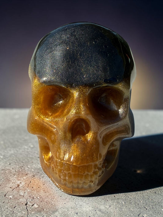 Gilded Shadow Resin Skull