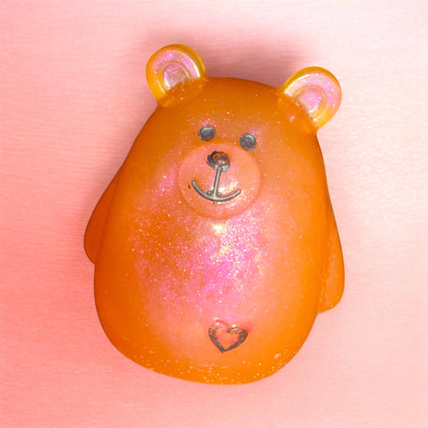 Peach Little Heart Bear: Resin Buddy