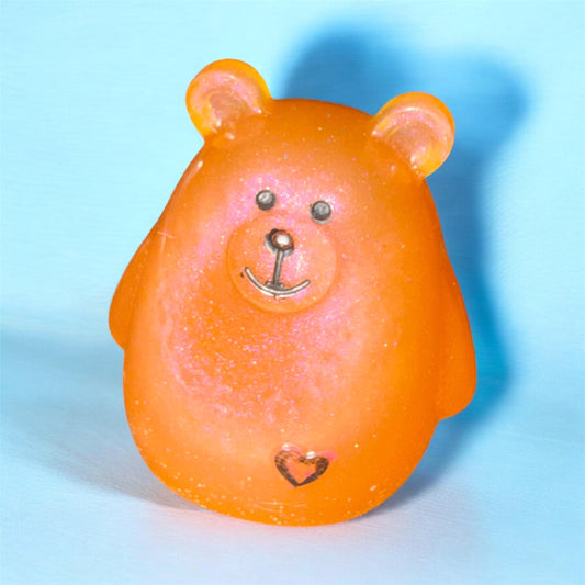 Peach Little Heart Bear: Resin Buddy